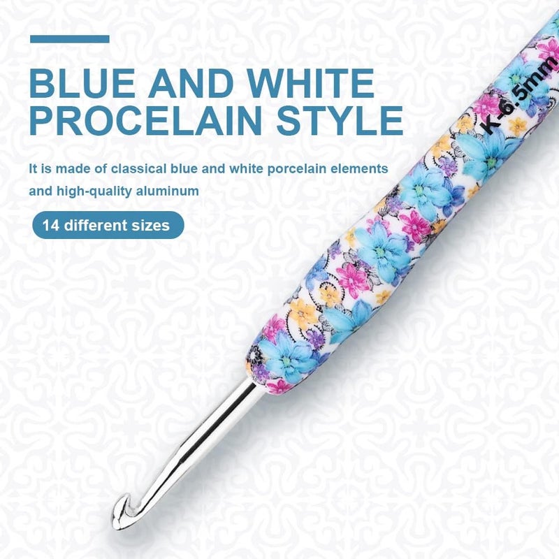 BCMRUN Crochet Hooks Set,14 Size 2.25mm(B)-10mm(N) Extra Long Crochet Needles Ergonomic Handle Smooth Hooks Knitting Needles Kit, DIY Knit Needles Weave Yarn Set, Christmas Crochet Gift (Blue) - Image 3